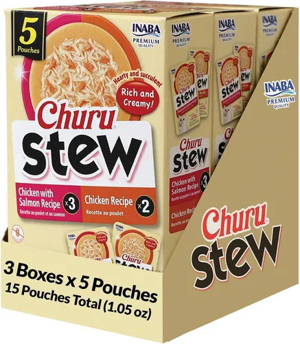 Vista 11 de INABA Churu - Guiso para gatos mayores de 10 años, bolsita de guarnición, 1.4 onzas por bolsita, 12 bolsitas en total, receta de pollo