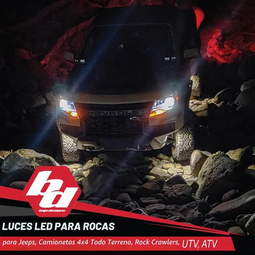 Vista 9 de Kit de luz LED para roca Baja Designs - 4 piezas. LED con arnés de cableado (blanco)