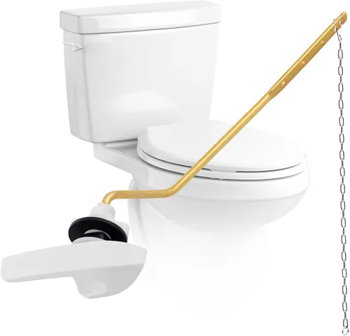 Vista 17 de Reemplazo universal de la manija del inodoro de oro cepillado, montaje lateral/ángulo Manija de inodoro compatible con Kohler
