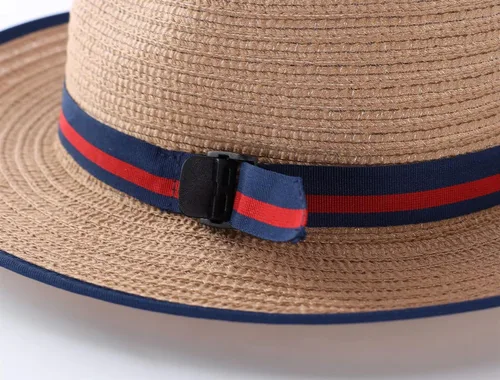 Vista 5 de Connectyle Sombrero de sol Fedora para niños pequeños, sombrero de Panamá de ala ancha, sombrero de playa de verano