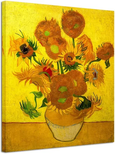 Vista 12 de Wieco Art Arte de pared enmarcado de jarrón con quince girasoles por Vincent Van Gogh, pinturas de reproducción de pinturas abstractas en lienzo