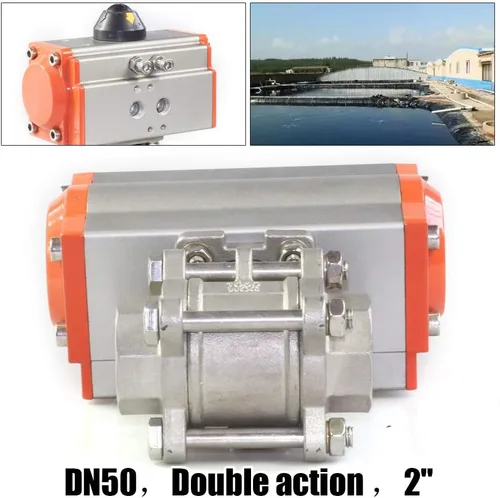 Vista 2 de Válvula de bola neumática de doble efecto de 3 piezas de 2 pulgadas, Industrias químicas de vapor de aire Actuador de válvula neumática Actuador