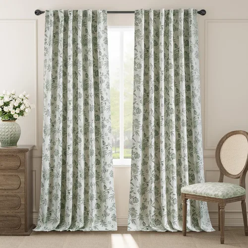 Vista 13 de jinchan Cortinas Opacas Florales para Dormitorio, 63 Pulgadas de Largo Cortinas Opacas con Estampado de Flores, Estilo Campo Francés con Pestañas