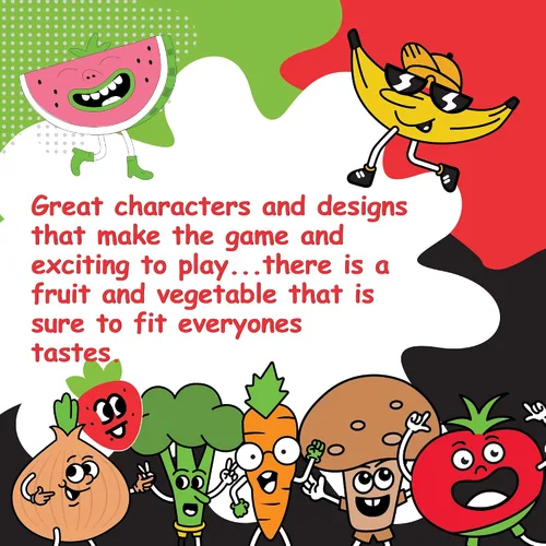 Vista 5 de Juegos Fruit War, un juego familiar que es un giro en el clásico juego de cartas de guerra, con juego más rápido, batallas intensas y personajes