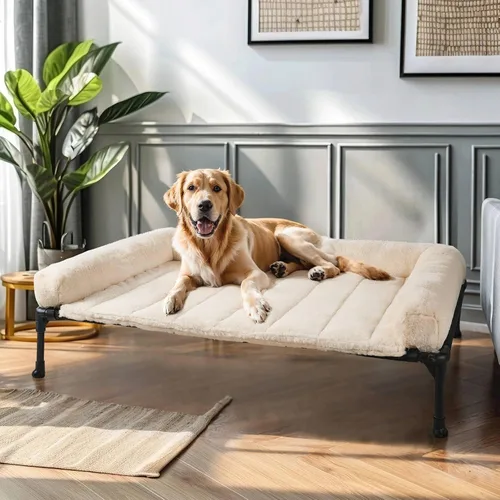 Vista 10 de Veehoo - Camas elevadas para perros de tamaño mediano con cojín de felpa esponjosa Orthopedic Raised Dog Beds for Indoor Outdoor, Soft Pet Sofa