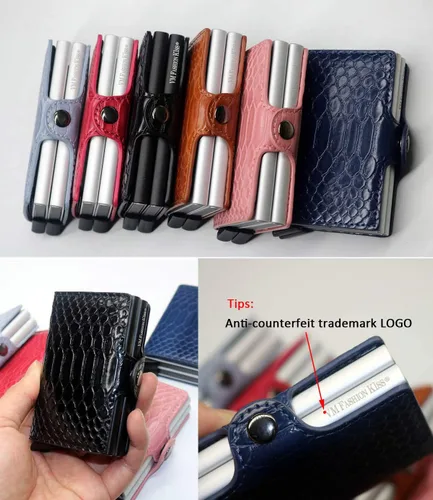 Vista 5 de Cartera ultrafina con bloqueo de RFID segura para tarjetas de crédito, Negro -, Minimalista