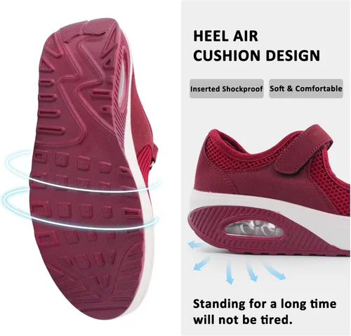 Vista 4 de Zapatos de enfermería de trabajo para mujer, antideslizantes, ajustables y transpirables, para caminar, fitness, informal, enfermería, ortopédicos