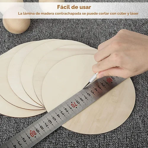 Vista 3 de 40 círculos de madera de 8 pulgadas para manualidades de 1/8 pulgadas de grosor, círculos de madera redondos sin terminar de 0.118 in, discos