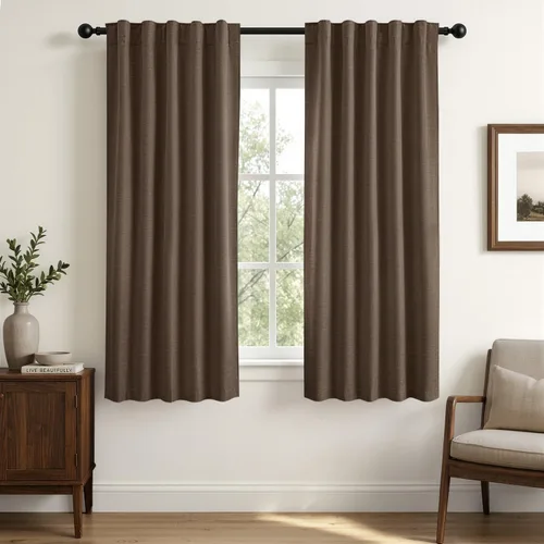 Vista 23 de MIULEE Linen Textured 100% Blackout Curtains Drapes White Backing 96" Long Birch