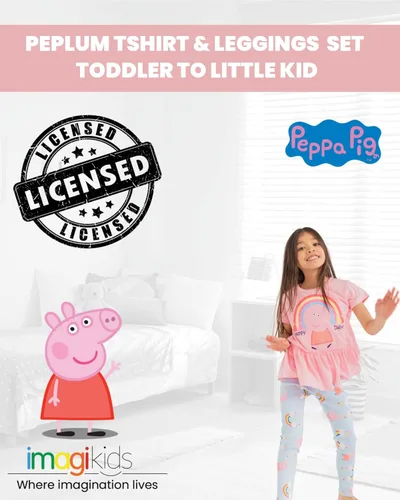 Vista 2 de Peppa Pig Conjunto de camiseta y leggings Peplum para niñas pequeñas