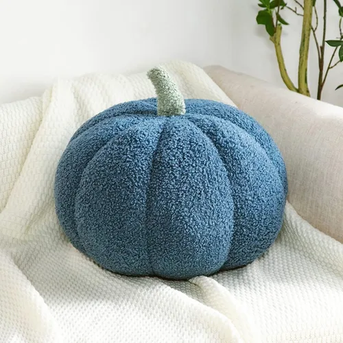 Vista 2 de Almohada de felpa de calabaza simulada 3D para sofá (7.8 pulgadas, azul)