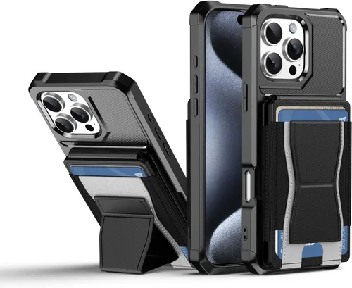 Vista 109 de Dteck Funda para iPhone 16 de 6.1 pulgadas 2024, funda de piel sintética con cierre de botón magnético, ranuras para tarjetas de crédito, función