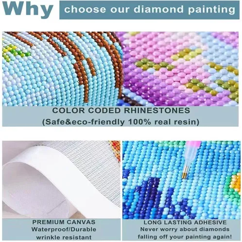 Vista 5 de Kits de pintura de diamantes de dragón para adultos, 5D, diamantes de imitación pegados, colorido, lindo, dragón, pintura artística para decoración