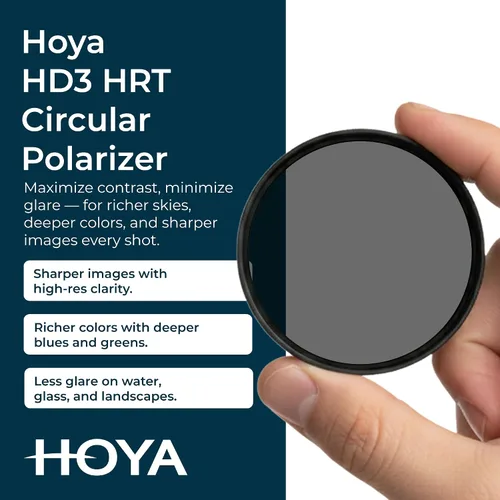 Vista 2 de Hoya HD3 HRT Polarizador circular – 1.929 in – Certificado para cámaras de 100 MP+ con tecnología de revestimiento nano ultra duro y película