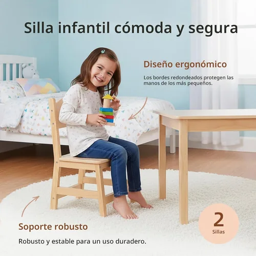 Vista 4 de Mesa y sillas para niños, fácil de limpiar, mesa para niños