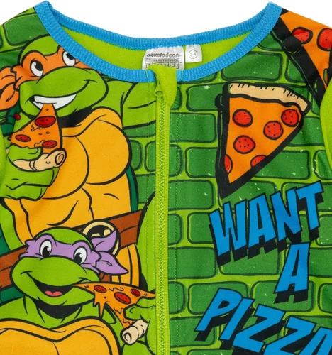 Vista 3 de Teenage Mutant Ninja Turtles Mameluco de personaje verde y azul para niños Sumérgete en aventuras heroicas con este pijama de disfraz de TMNT