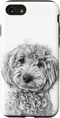 Vista 18 de iPhone 12/12 Pro Golden Doodle Retrato lindo perro ilustración caso de regalo