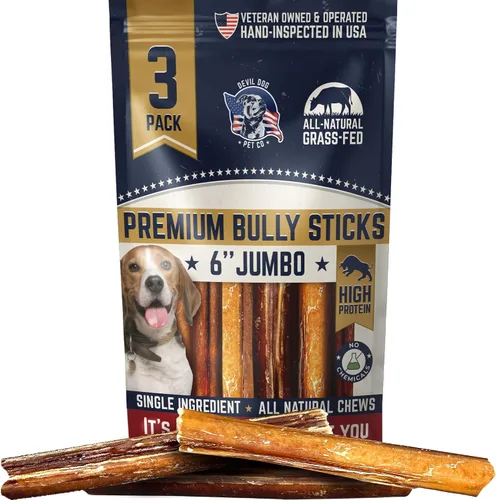 Vista 18 de Devil Dog Pet Co. Palitos Bully Trenzados para Perros – Paquete de 3 Golosinas Masticables de 6 Pulgadas, 100% Naturales, de un Solo Ingrediente
