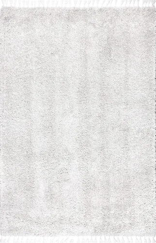 Vista 25 de NULOOM Neva Alfombra de Área Shag Moderna con Borlas, 8' Cuadrada, Beige Neva Beige