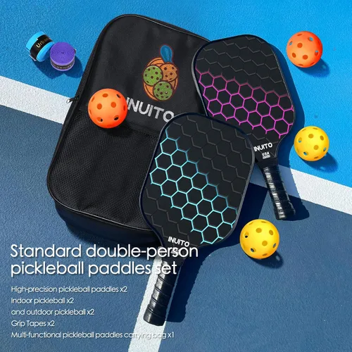 Vista 5 de Juego de 2 palas de pickleball 2026 de 0.63 pulgadas de grosor con bolsa de pickleball grande Sweet Spot Pickle Ball para hombres y mujeres, juego