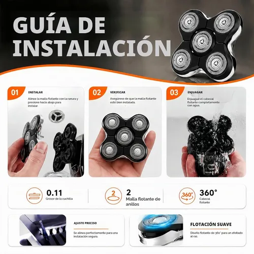 Vista 6 de Paquete de 2 cabezales de repuesto para afeitadora compatibles con Negro paquete de 2