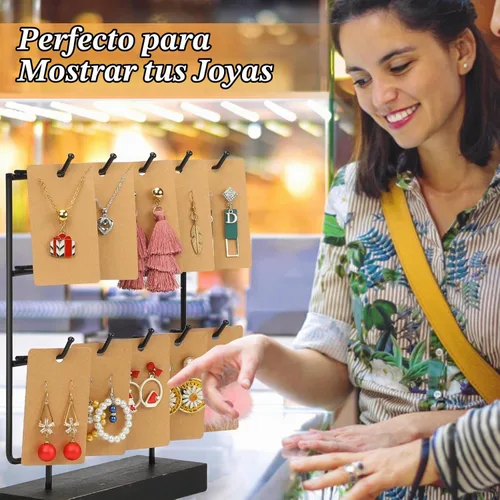 Vista 4 de ovsor 350 tarjetas de exhibición de aretes, cartulina gruesa resistente