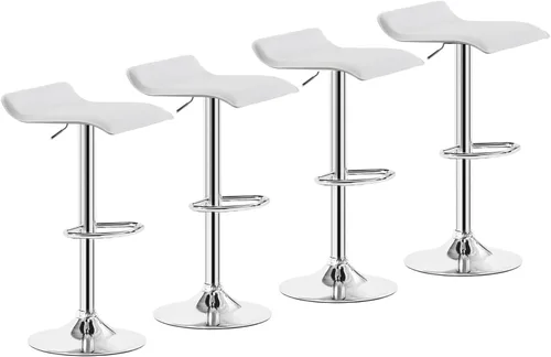 Vista 10 de VECELO Juego de 2 taburetes de bar con barra giratoria y altura ajustable, modernos taburetes de bar de PVC para cocina, bar, comedor, sala de Negro