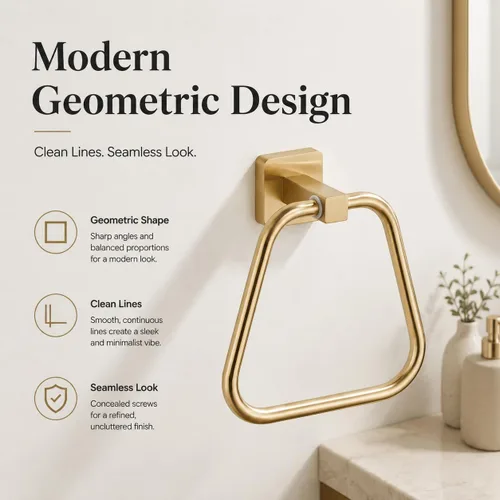 Vista 3 de Anillo de toalla de oro claro cepillado para baño, soporte de toalla de baño de cocina, colgadores de montaje en pared, acero inoxidable resistente