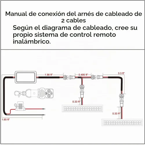 Vista 6 de Kit de arnés de cableado con control remoto inalámbrico para barra de luz LED de 12 V, soporta 1/2 cables, 4 modos