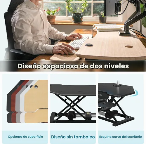 Vista 5 de VERSADESK® PowerPro™ - Convertidor de escritorio de pie de esquina de 36", elevador de escritorio de pie motorizado ajustable en altura de 36 Negro