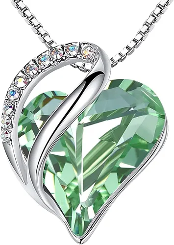 Vista 11 de Leafael - Collares para mujer, dije de corazón de amor infinito con cristales de piedra natal, cadena chapada en plata de 18 + 2 pulgadas, regalo