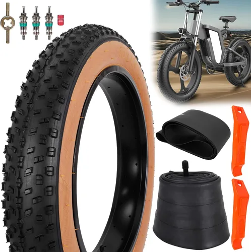 Vista 7 de Set of 20x4.0 Fat Tire and Tube, Puncture Resistant Folding Bike Tire Set 102-406 Compatible with E-Bike Mountain Bike MTB Bicycle All-Terrain