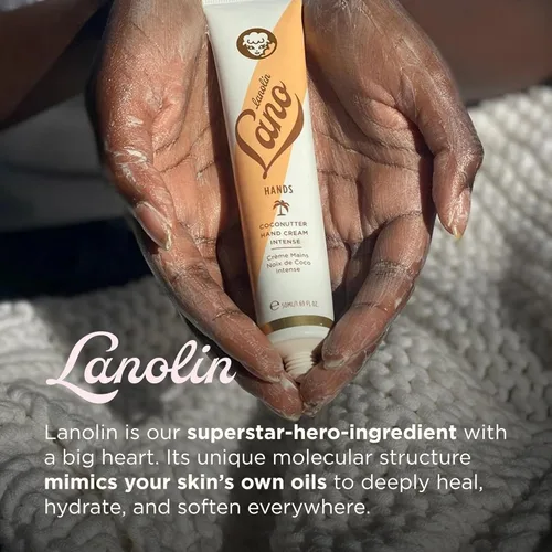 Vista 4 de Crema de manos Lanolips - Loción de lanolina con aceite de coco, manteca de karité y vitamina E - Crema para cutículas y manos para manos secas