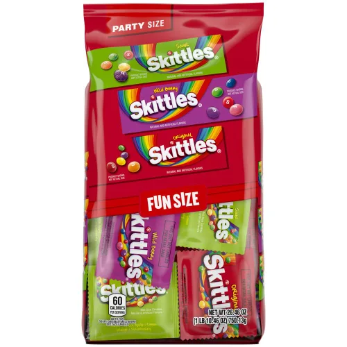 Vista 4 de Wrigley's Skittles Fun Size Original, Wild Berry y Sour Chewy - Paquete variado de dulces de Navidad, paquete variado de dulces de Navidad, bolsa a