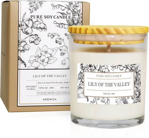 Vista 17 de Aronica Regalos de Anfitriona de Alta Gama para Mujer, Vela de Bambú y Jazmín, Velas de Soja para el Hogar Perfumado, Velas Naturales de Verano