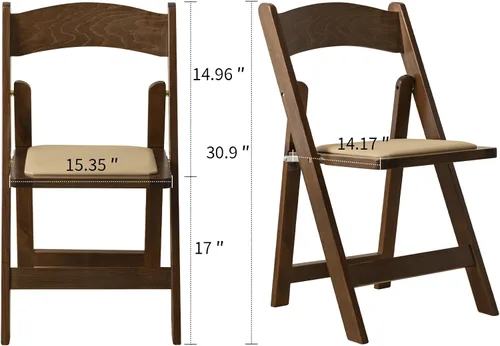 Vista 2 de Silla plegable de madera, color madera de fruta, juego de 2
