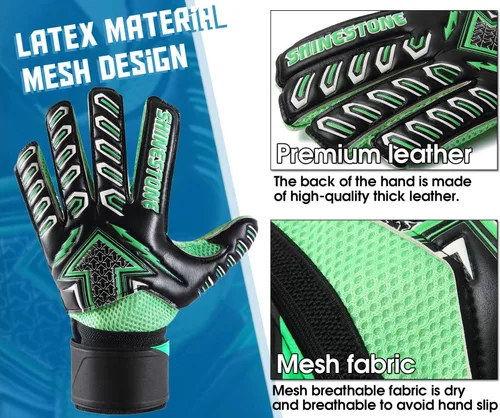 Vista 3 de Shinestone Guantes de portero de portero para jóvenes y adultos, guantes de portero de fútbol con fuerte agarre y protección para los dedos