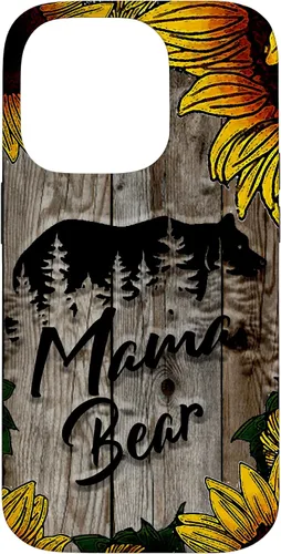 Vista 17 de Funda de regalo para el día de la madre con diseño de girasol de madera rústica para iPhone 16 Mama Bear