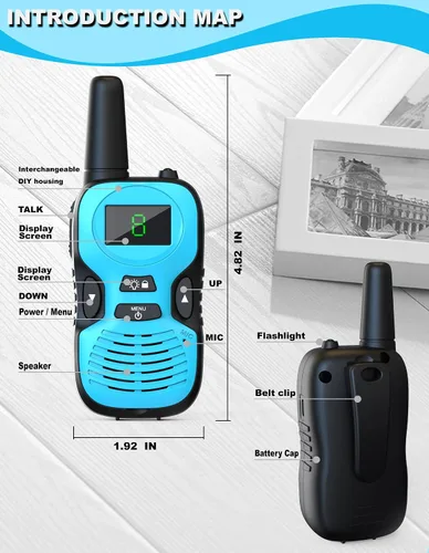Vista 5 de Walkie Talkies para niños 3Pack de largo alcance: juguetes para niños de 8 a 12 años - regalos para niñas de 6 a 8 y 8 a 10 años Walky Talky