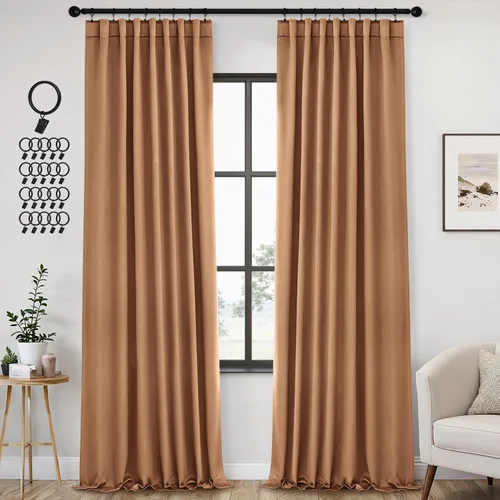 Vista 39 de ANRODUO Juego de 2 cortinas con bloqueo de luz del 99%, cortinas de 84 pulgadas de largo, cortinas negras para dormitorio, cortinas con aislamiento