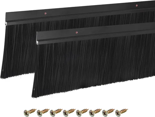 Vista 39 de uxcell 2 piezas barredor de cepillo inferior para puerta forma H base de aleación de aluminio con cepillo de nailon de 0.4 pulgadas para hogar