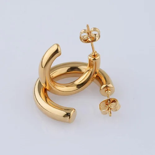 Vista 5 de Polite Society Hoop Gold Earrings for Women – 18K Gold Plated Earrings,Lightweight Timeless, hypoallergenic jewelry perfect for everyday wear or as