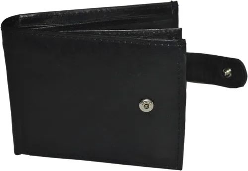 Vista 5 de Leatherboss Cartera plegable para hombre con cierre a presión, color negro de 4 x 3.14 pulgadas