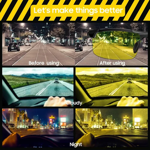 Vista 5 de TJUTR Gafas fotocrómicas de visión nocturna para hombre, lentes polarizadas, antideslumbrantes, seguridad nocturnalluviaconducción