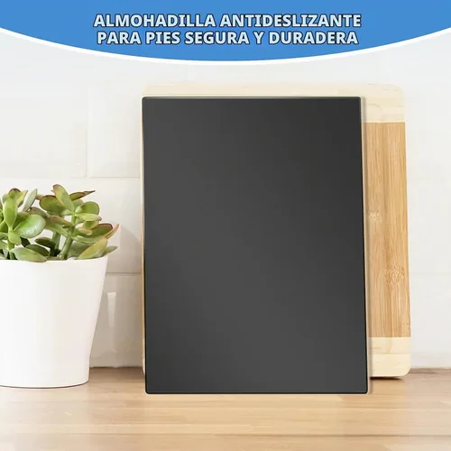 Vista 7 de Mymonfif Tabla de cortar de vidrio templado para cocina, tablero de vidrio negro para encimera, resistente al calor, con pies antideslizantes, 12 x