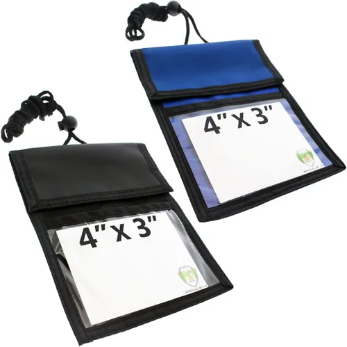 Vista 12 de Specialist ID Paquete de 2 carteras para pasaporte de viaje, ventana de exhibición de 4 x 3, cordón ajustable con ranuras para bolígrafo y 3