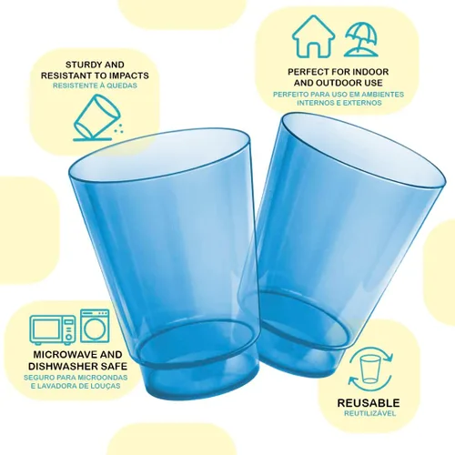 Vista 2 de Acrimet Vaso de plástico, reutilizable, 10 onzas, 10.1 fl oz, vaso de agua, lavable a máquina, vasos apilables para bebidas, vaso para beber