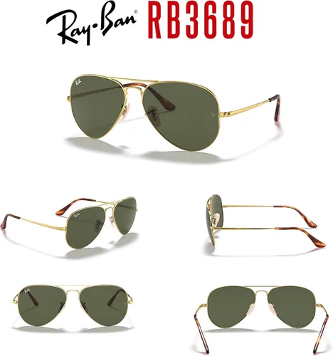 Vista 7 de Ray-Ban Aviator Metal II RB3689 - Lentes de sol de aviador para hombre y mujer + paquete con kit de gafas de diseño iWear de cortesía