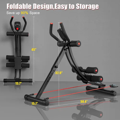 Vista 6 de Ab Machine for Home Gym, Adjustable Foldable Core Trainer Negro de una sola pista