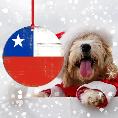 Vista 7 de Silueta de la bandera de Chile, adornos de árbol de Navidad, bandera nacional, recuerdo de país, decoraciones de Navidad, regalo de Chile, adorno